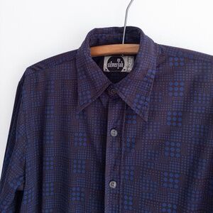 Vintage LEVIS SILVERTAB button up casual shirt 100% polyester MEDIUM Blue